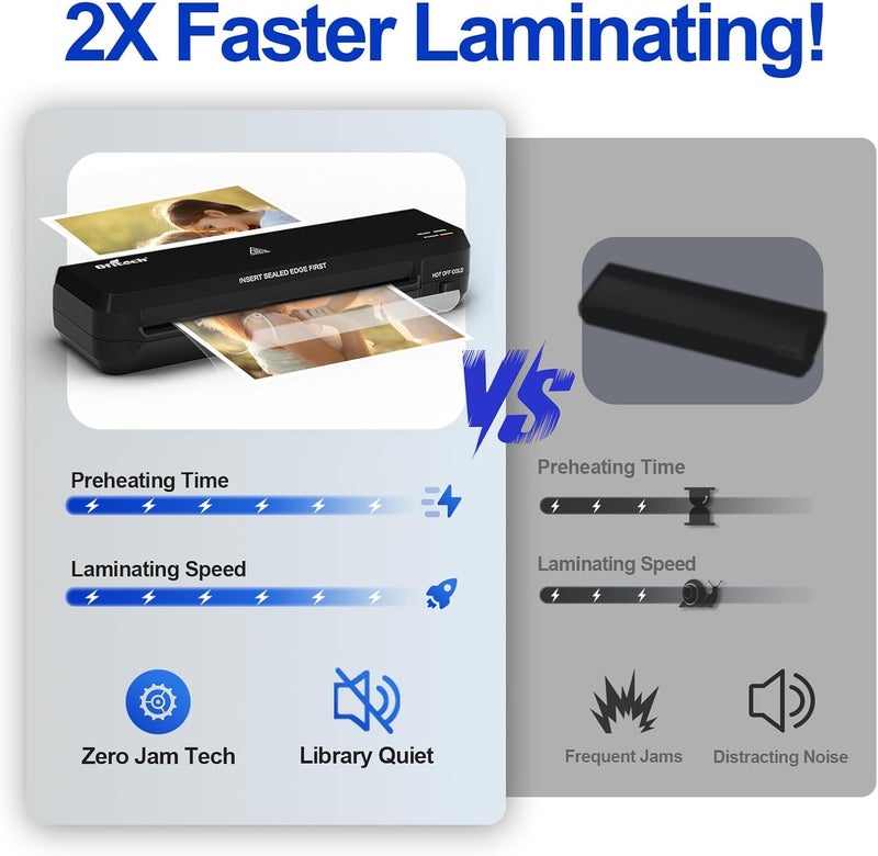 OFITECH Laminator Machine with 40 Laminating Sheets, 9 inch Laminating Machine Hot & Cold with 2-Min Fast Warm Up, A4 Thermal Laminator for Home School Office, Anti-Jam - Image 3